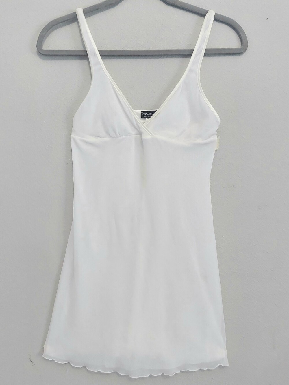 Cosabella Vintage White Chemise Sheer Slip Lettuce Hem White Medium Feminine